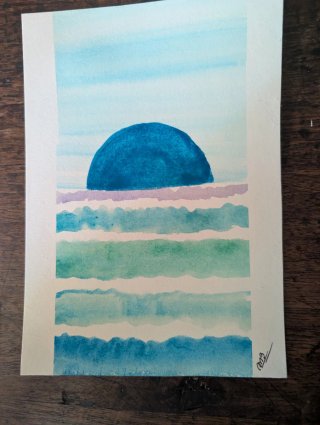 Acquerello tramonto mare