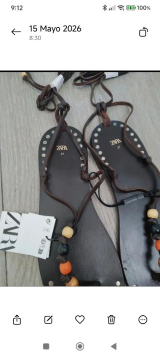 Sandalias Zara piel con abalorios y cuerdas