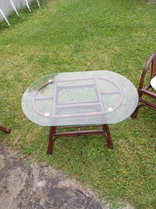 Conjunto mesas y sillas jardín madera