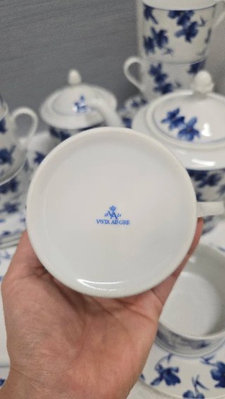 Juego de té Vista Alegre de porcelana floral azul
