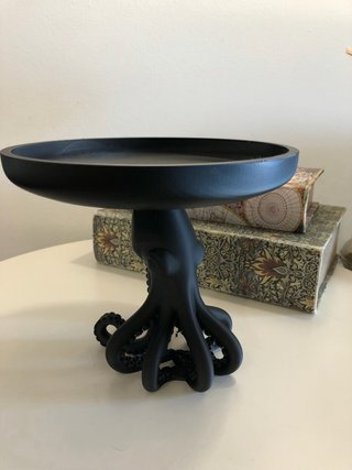 Bandeja Pedestal Pulpo Decorativa Negra