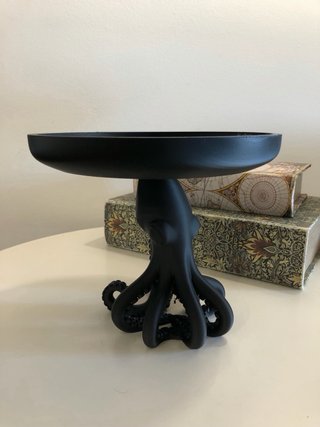 Bandeja Pedestal Pulpo Decorativa Negra