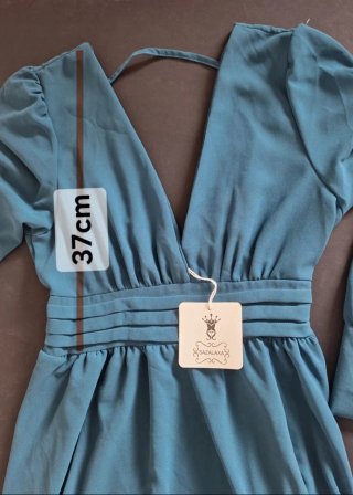 Vestido largo verde azulado
