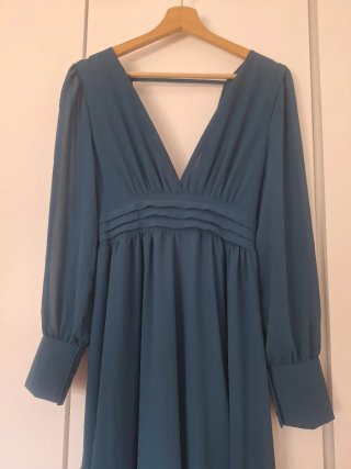 Vestido largo verde azulado