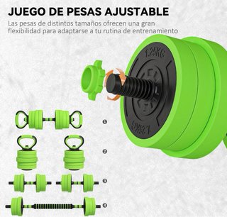 Kit Gimnasio 4en1 Barra Pesas Mancuernas