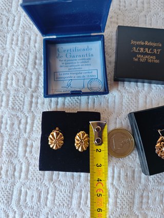 Lote pendientes vintage dorados de oro 18K perla