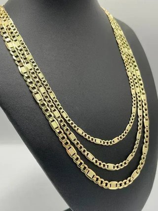 Cadena Figaro Labrada 3x1 Oro