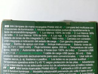 Linterna LED Recargable Batería Litio PARKSIDE