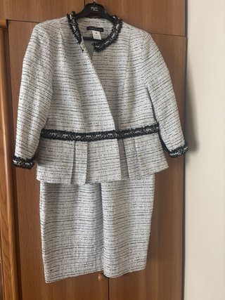 Chaqueta tweed blanca y negra Talla 50
