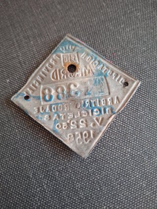 Chapa arbitrio bicicletas año 1958