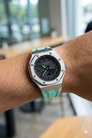 Casio G-Shock GA-2100 MOD Plata/Turquesa