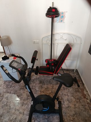 Bici Estática + Banco Pesas + Barra 20kl 621021288