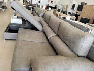 Sofá chaiselongue 300cm tela y cristal