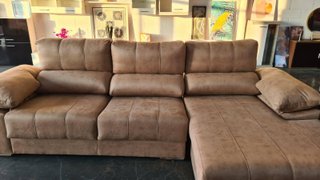 Sofá chaiselongue 300cm tela y cristal