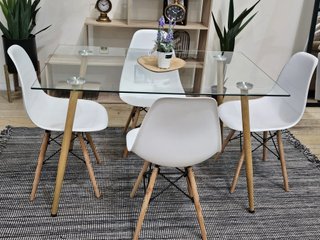 Mesa de cristal templado de 120cm + 4 sillas