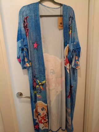 Kimono largo punto frio estampado Harley Quinn
