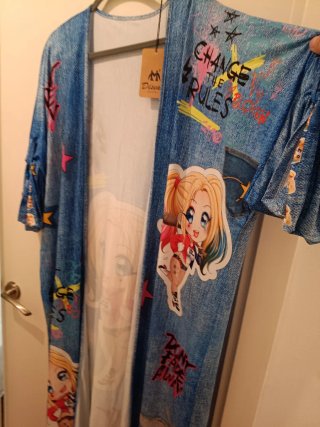 Kimono largo punto frio estampado Harley Quinn