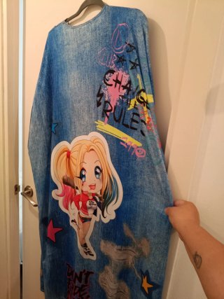 Kimono largo punto frio estampado Harley Quinn