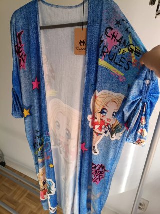 Kimono largo punto frio estampado Harley Quinn