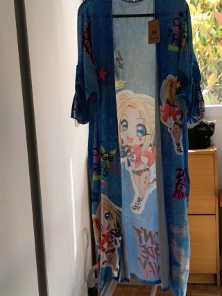 Kimono largo punto frio estampado Harley Quinn