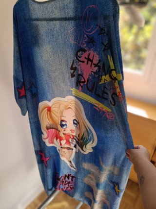 Kimono largo punto frio estampado Harley Quinn