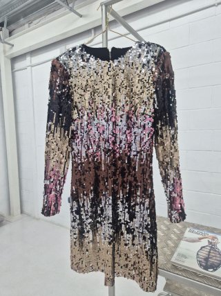 Vestido lentejuelas largo manga larga
