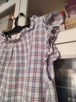 Blusa T. XL Cuadros Rojo Azul Blanco
