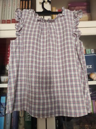 Blusa T. XL Cuadros Rojo Azul Blanco
