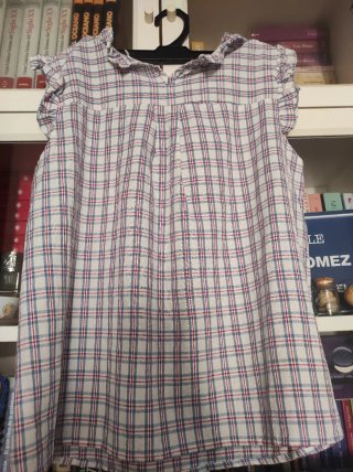 Blusa T. XL Cuadros Rojo Azul Blanco