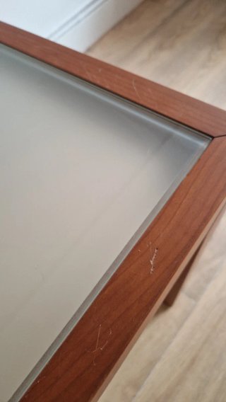 Mesa auxiliar madera y cristal