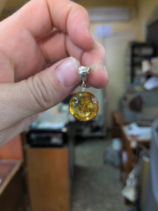 Colgante Círculo Plata y Ámbar
