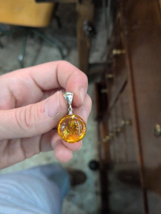Colgante Círculo Plata y Ámbar