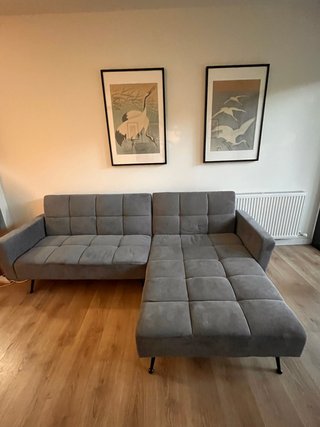 Sofá Cama Chaise Longue Gris 3 Plazas