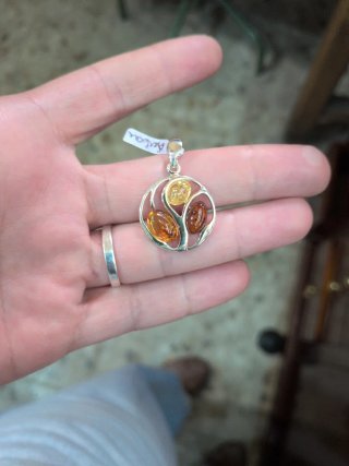 Colgante Plata y Ámbar Tricolor