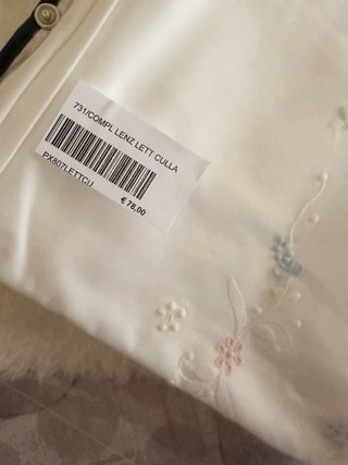 Lenzuolo culla ricamato corredo