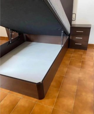 Canapé abatible in legno con 4 angoli arrotondati in legno massello da 3 cm, con apertura frontale e laterale, materassi viscoelastici e a molle, 25 cm e 30 cm di spessore, alta qualità