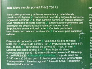 Sierra Circular Parkside PHKS 750 A1