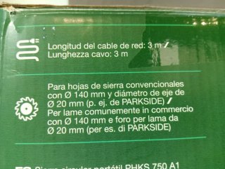 Sierra Circular Parkside PHKS 750 A1