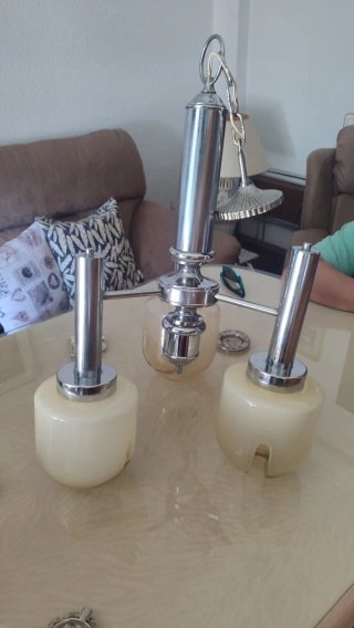 Lámpara de techo antigua plata y cristal