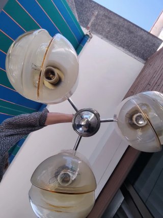 Lámpara de techo antigua plata y cristal