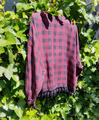 Blusa Zara cuadros roja y negra
