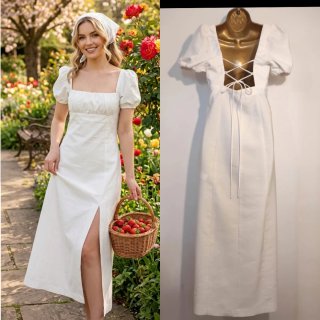 Vestito lungo Zara bianco con spacco - Nuovo