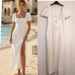 Vestito lungo Zara bianco con spacco - Nuovo
