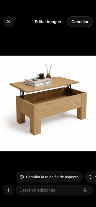 Mesa de centro elevable de madera