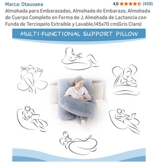 Almohada Embarazo Cuerpo Completo Gris