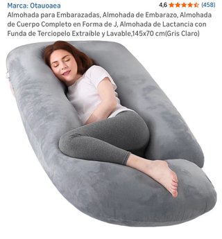 Almohada Embarazo Cuerpo Completo Gris