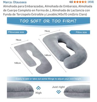 Almohada Embarazo Cuerpo Completo Gris
