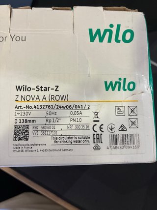 Bomba Wilo Star-Z NOVA agua caliente