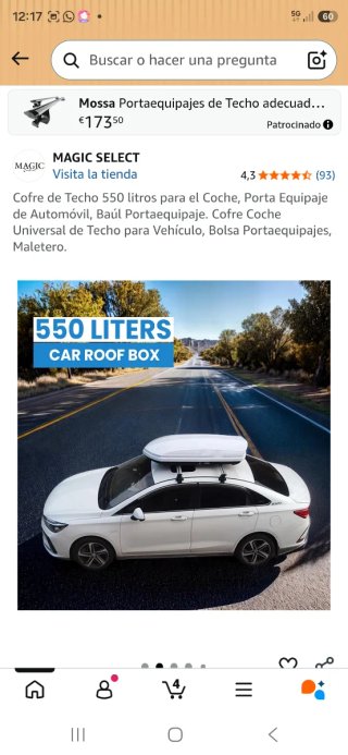 Maletero coche + vaca techo