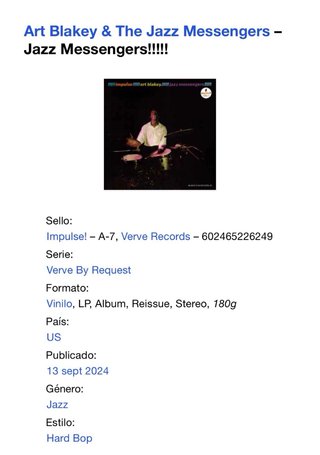 Art Blakey Jazz Messengers Impulse! Vinyl